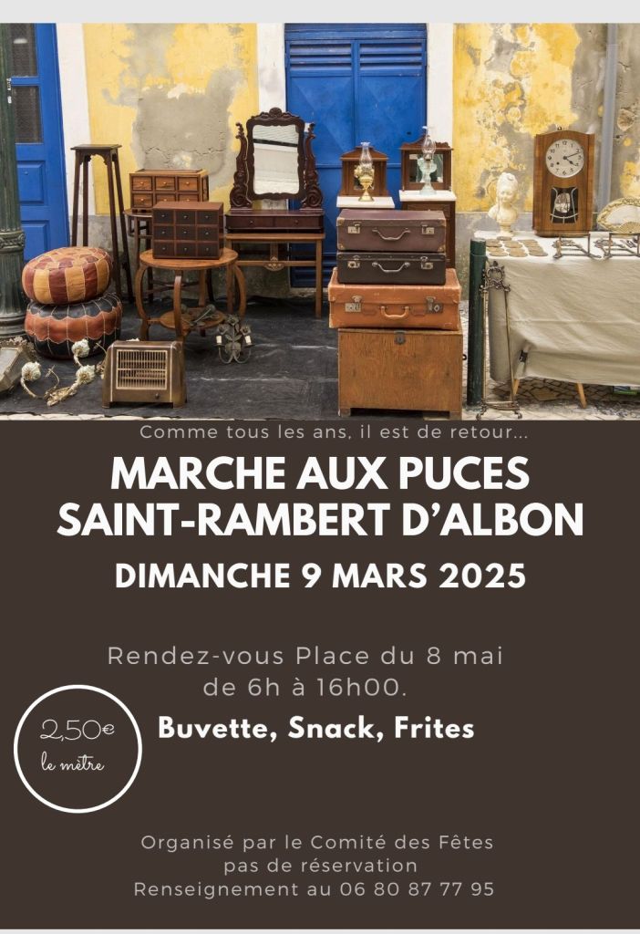 Marché aux Puces de Saint-Rambert-d'Albon le Dimanche 9 Mars 2025