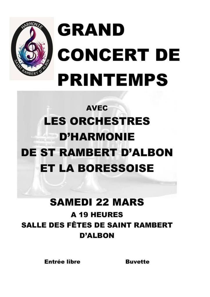 Grand Concert de Printemps ce Samedi 22 Mars Ă Saint-Rambert-d'Albon