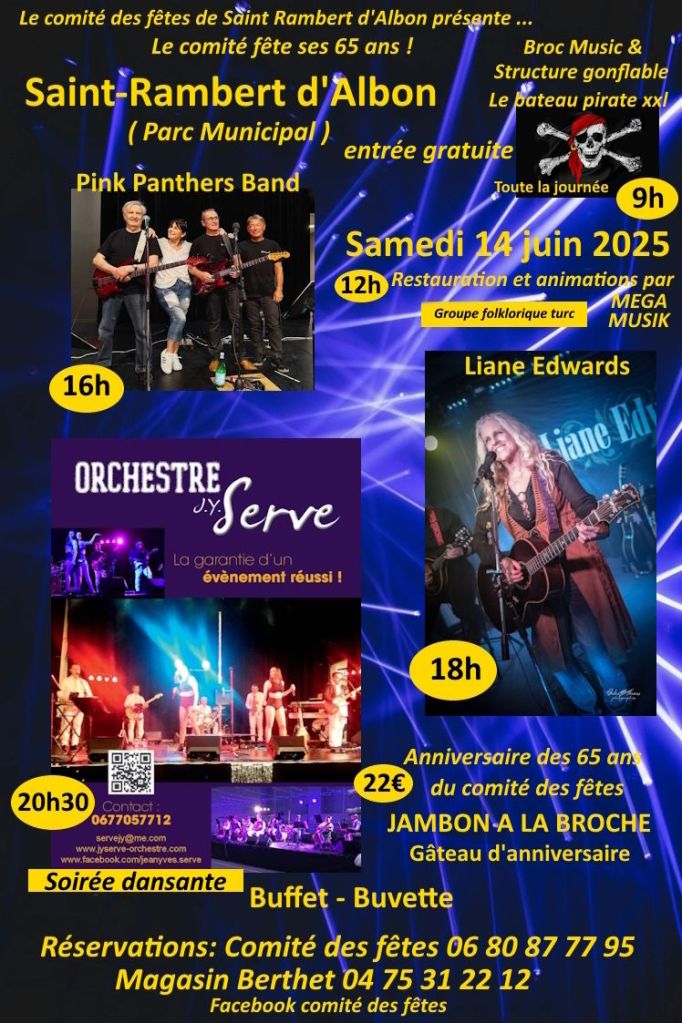 Grande soirée dansante du 14 juin 2025 avec l'Orchestre Jean-Yves Serve : clôture festive des 65 ans du Comité des Fêtes