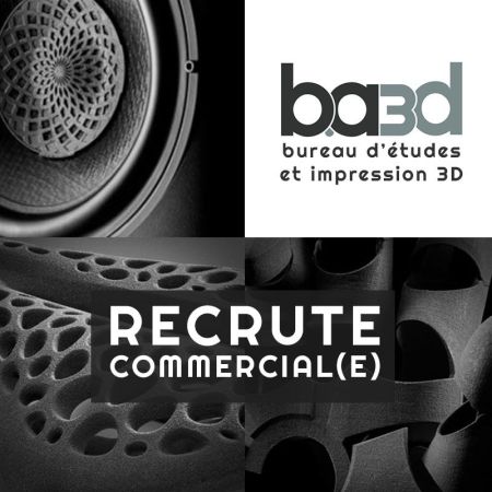 BA3D, bureau d'étude spécialisé en impression 3D à Saint-Rambert-d’Albon, recrute un(e) commercial(e) B2B motivé(e) pour accompagner sa croissance. Si tu aimes l’univers tech, design ou industriel, ce job est peut-être pour toi !