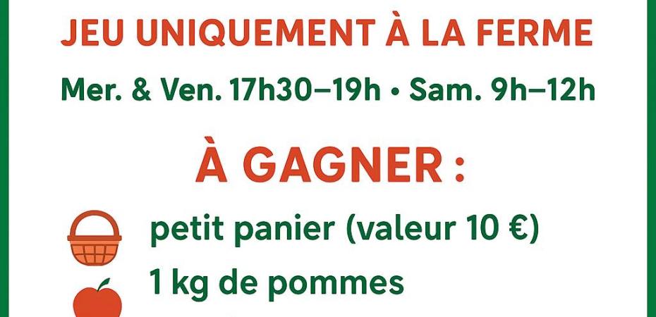 Tirez votre sort chez FERME DANTONY à Saint-Rambert-d'Albon du 22 au 31 octobre ! Gagnez paniers garnis, potimarrons et bons de réduction en achetant vos produits d'automne locaux.