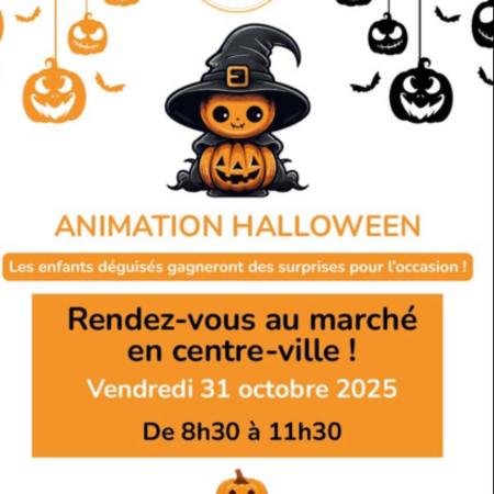 Halloween 2025 s'invite au marché de St-Rambert-d'Albon ! Rendez-vous le 31 octobre (8h30-11h30) pour surprises, déguisements et jeu de la citrouille.