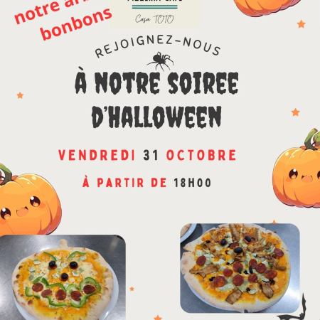 Soirée Halloween gourmande chez Casa Toto à St-Rambert-d'Albon, le 31 octobre dès 18h. Découvrez l'arbre à bonbons et nos pizzas originales aux courges ! Réservez votre table.