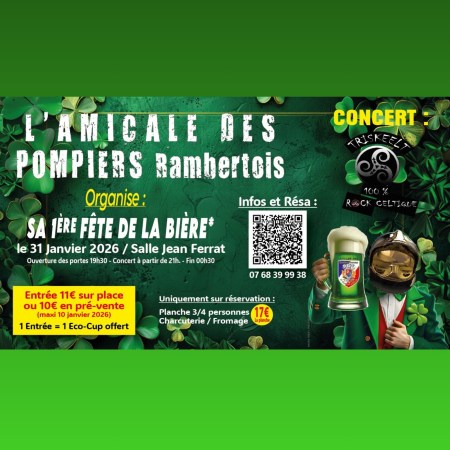 Ne manquez pas la 1ère Fête de la Bière à Saint-Rambert-d’Albon ! Concert rock celtique avec TRISKEELT, planches festives et ambiance garantie. Réservez vite !