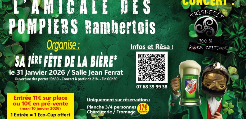 Ne manquez pas la 1ère Fête de la Bière à Saint-Rambert-d’Albon ! Concert rock celtique avec TRISKEELT, planches festives et ambiance garantie. Réservez vite !