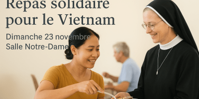 Repas solidaire le 23 novembre 2025 à Saint-Rambert d'Albon pour les victimes du typhon Kalmaegi au Vietnam. 18€, 100% reversés. Inscription avant le 21/11.