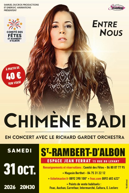 Chimène Badi en concert à Saint-Rambert-d'Albon le 31 octobre 2026