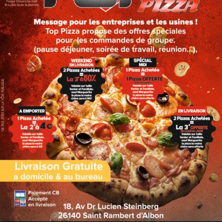 C'est l'une des adresses les plus connues de l'avenue Steinberg, et elle vient de tourner une nouvelle page. Top Pizza, le snack pizzeria du centre-ville de Saint-Rambert-d'Albon, a changé de gérant et profite de cette reprise pour renouveler profondément sa carte : pâte fraîche maison, pain boulangé sur place, makloub, baguettes farcies généreuses, sandwichs maison, pizzas au feu de bois et bien d'autres spécialités encore à découvrir. Découvrons ensemble ce renouveau gourmand qui s'installe au cœur du nord Drôme.