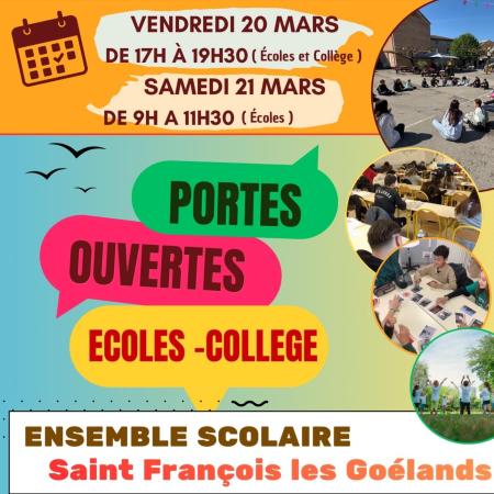 20-21 mars 2026 : Portes Ouvertes Saint François Les Goélands