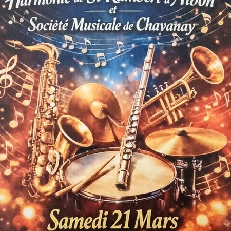 L'Harmonie de Saint-Rambert-d'Albon vous invite à un concert gratuit le samedi 21 mars 2026 à 20h30, Salle Municipale rue du Levant.