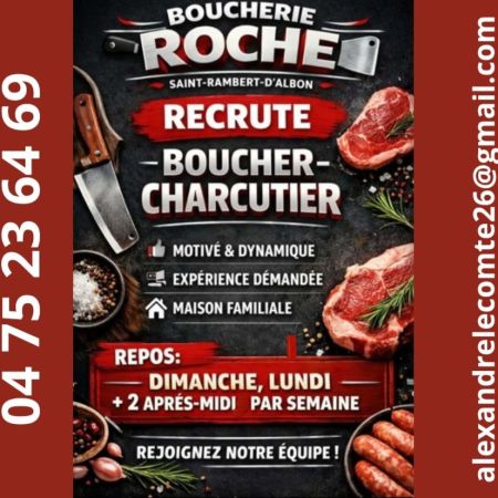Boucherie Roche recrute un boucher-charcutier à Saint-Rambert