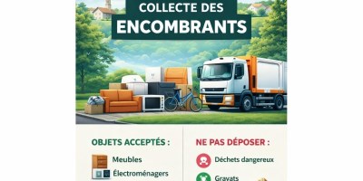 Flyer for Saint-Rambert bulky waste collection event on April 21, 2026, with registration info and accepted items