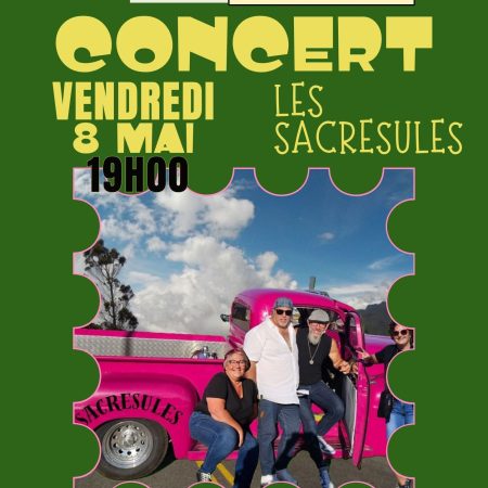 Concert des Sacrésules au Casa Toto ce vendredi 8 mai 2026 à 19h00 à Saint-Rambert-d’Albon. Ambiance festive, terrasse, pizzas et planches. Réservation au 06 10 71 21 17 ou sur casatoto.fr.